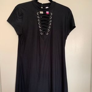 Black Bodycon Dress & Crisscross Accent - Size XL